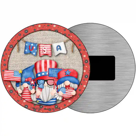 Gnomes USA Banner Novelty Metal Circle Sign 3.5" (CM)