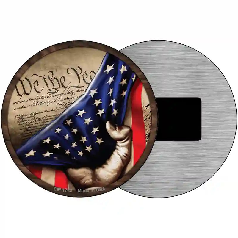 Constitution American Flag Novelty Metal Circle Sign 3.5" (CM)