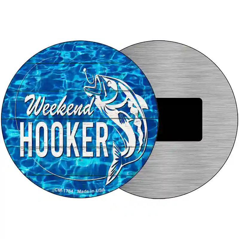 Weekend Hooker Bass Water Background Novelty Metal Circle Sign 3.5" (CM)