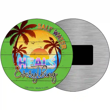 Salt Water Heals Everything Novelty Metal Circle Sign 3.5" (CM)