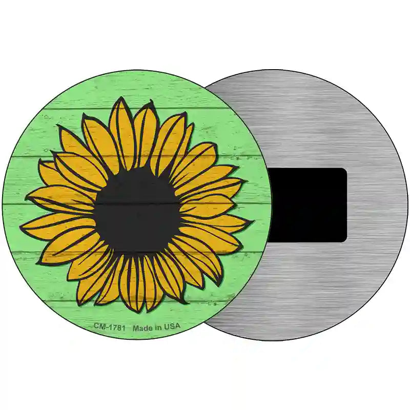 Sunflower Green Background Novelty Metal Circle Sign 3.5" (CM)