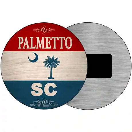 Palmetto SC Flag Novelty Metal Circle Sign C-1785 3.5" (CM)