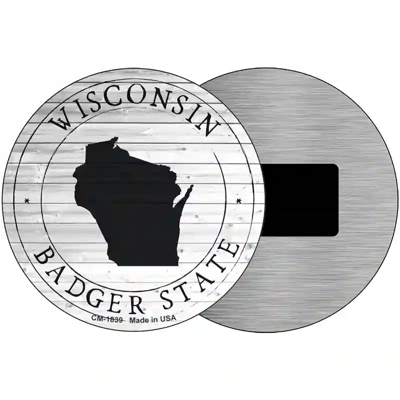 Wisconsin Badger State Novelty Metal Circle Sign C-1839 3.5" (CM)