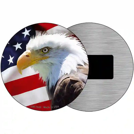 Eagle American Flag Novelty Metal Circle Sign C-1845 3.5" (CM)