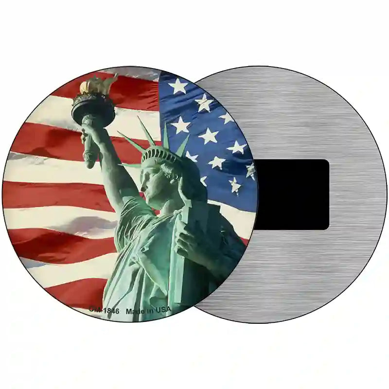 Lady Liberty American Flag Novelty Metal Circle Sign C-1846 3.5" (CM)