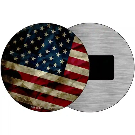 Dark American Flag Novelty Metal Circle Sign C-1847 3.5" (CM)