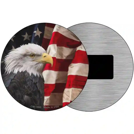 Bald Eagle American Flag Novelty Metal Circle Sign C-1860 3.5" (CM)