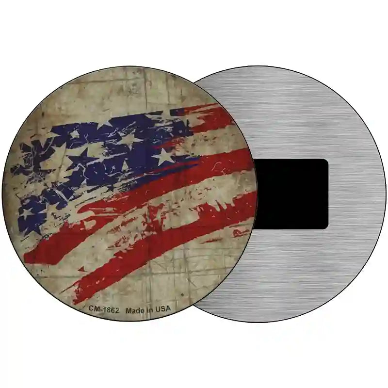 Distressed American Flag Novelty Metal Circle Sign C-1862 3.5" (CM)