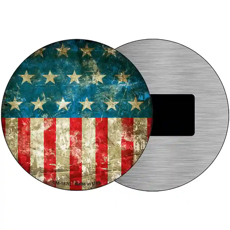 American Flag Distressed Novelty Metal Circle Sign C-1870 3.5" (CM)