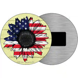 American Flag Sunflower Novelty Metal Circle Sign 3.5" (CM)