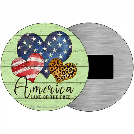 America Land Of The Free Hearts Novelty Metal Circle Sign 3.5" (CM)