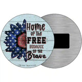 Home Of The Free American Sunflower Novelty Metal Circle Sign 3.5" (CM)