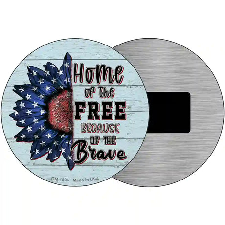 Home Of The Free American Sunflower Novelty Metal Circle Sign 3.5" (CM)