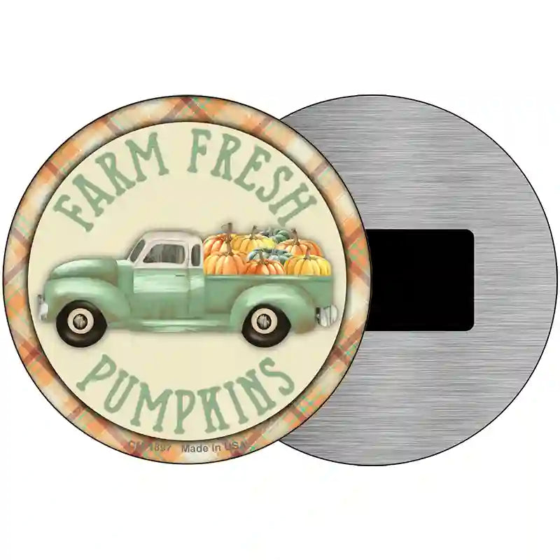 Farm Fresh Pumpkins Novelty Metal Circle Sign 3.5" (CM)