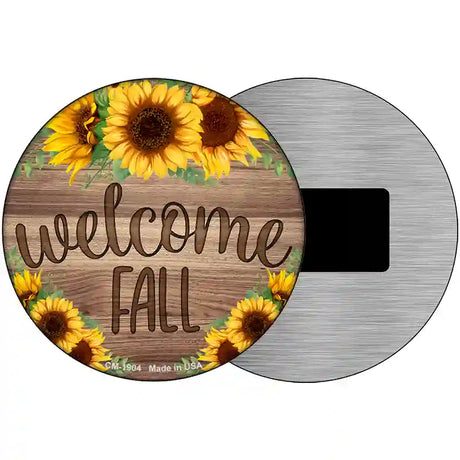 Welcome Fall Sunflowers Novelty Metal Circle Sign 3.5" (CM)