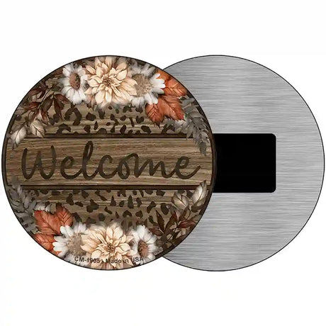 Welcome Flowers Animal Print Novelty Metal Circle Sign 3.5" (CM)