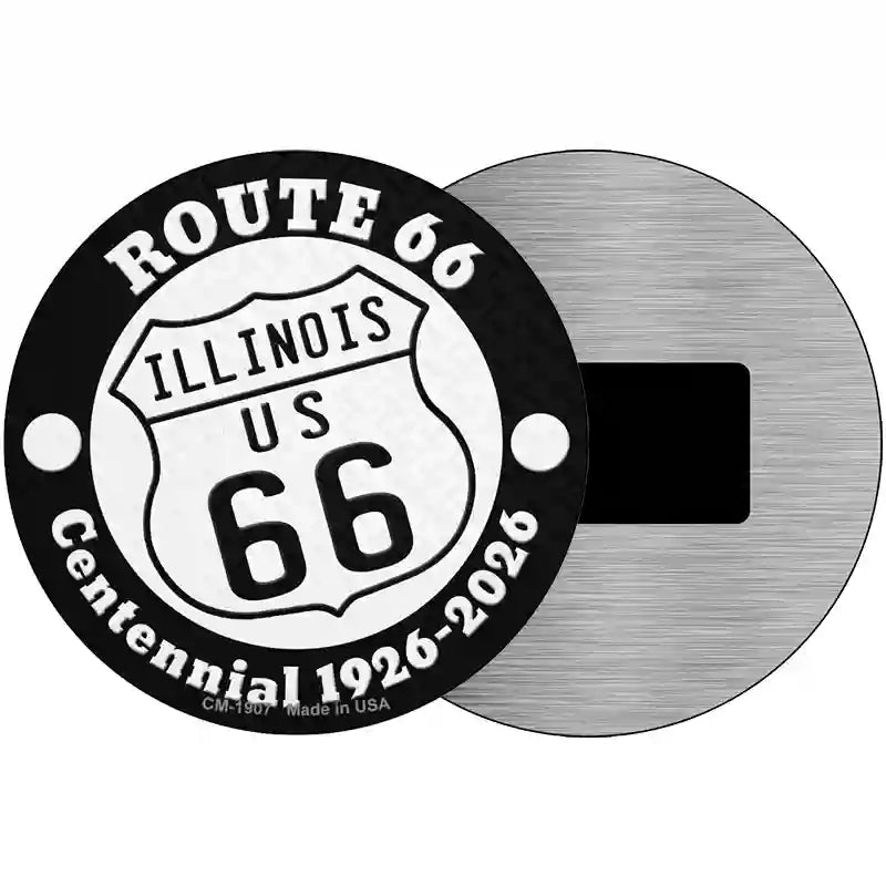 Illinois Route 66 Centennial Novelty Metal Circle Sign 3.5" (CM)