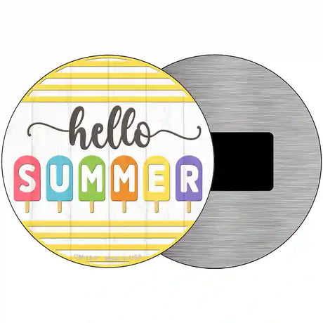 Hello Summer Popsicle Novelty Metal Circle Sign 3.5" (CM)