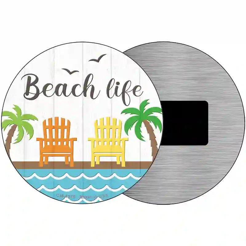 Beach Life Novelty Metal Circle Sign 3.5" (CM)