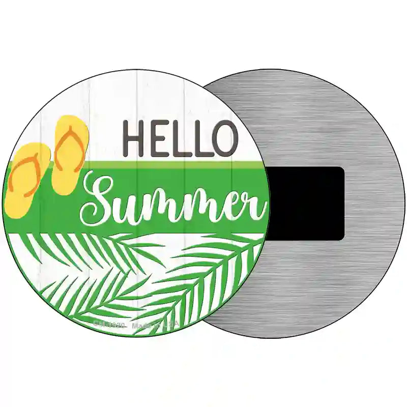 Hello Summer Flip Flops Novelty Metal Circle Sign 3.5" (CM)