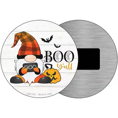 Boo Yall Spooky Gnome Novelty Metal Circle Sign 3.5" (CM)