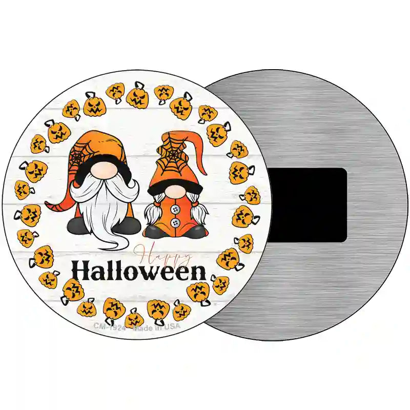 Happy Halloween Pumpkin Spooky Gnomes Novelty Metal Circle Sign 3.5" (CM)