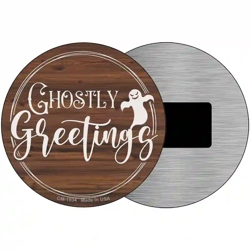 Ghostly Greetings Novelty Metal Circle Sign 3.5" (CM)