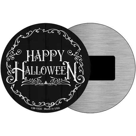 Happy Halloween Black Novelty Metal Circle Sign 3.5" (CM)