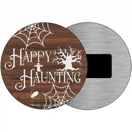 Happy Haunting Novelty Metal Circle Sign 3.5" (CM)