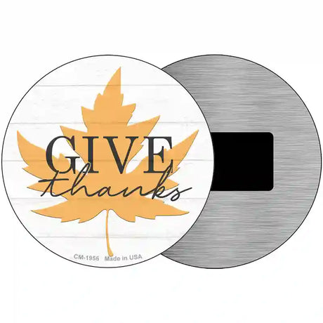 Give Thanks Leaf Novelty Metal Circle Sign 3.5" (CM)