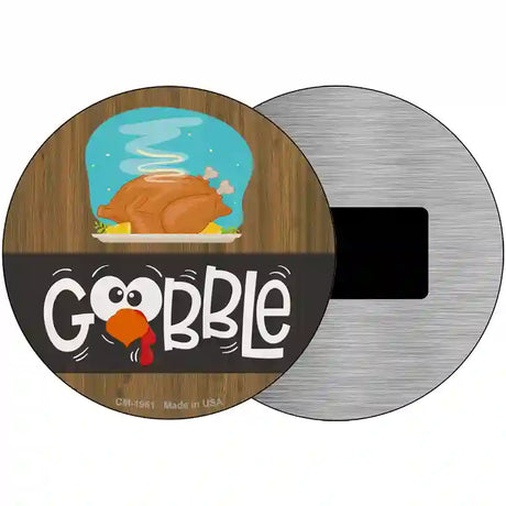 Gobble Turkey Novelty Metal Circle Sign 3.5" (CM)