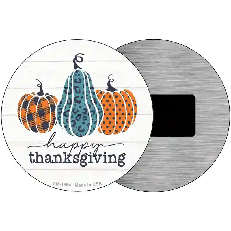 Happy Thanksgiving Pumpkins Novelty Metal Circle Sign 3.5" (CM)