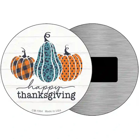 Happy Thanksgiving Pumpkins Novelty Metal Circle Sign 3.5" (CM)