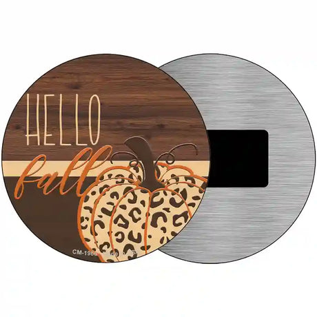 Hello Fall Pumpkin Novelty Metal Circle Sign 3.5" (CM)