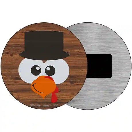 Turkey Face Top Hat Novelty Metal Circle Sign 3.5" (CM)