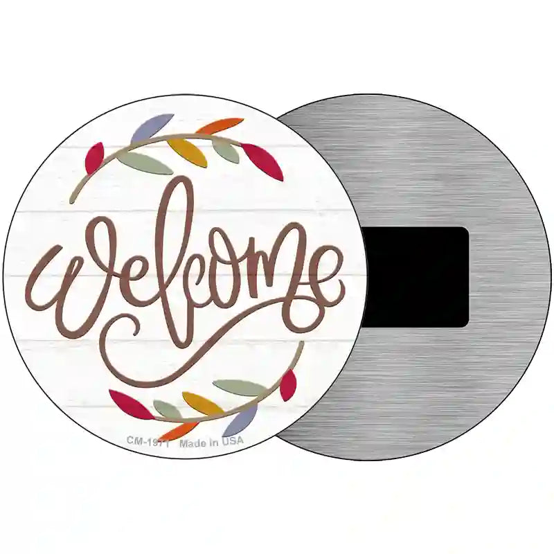 Welcome Leaves Novelty Metal Circle Sign 3.5" (CM)