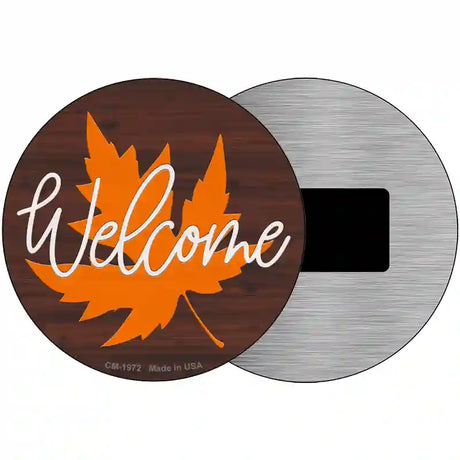 Welcome Leaf Novelty Metal Circle Sign 3.5" (CM)