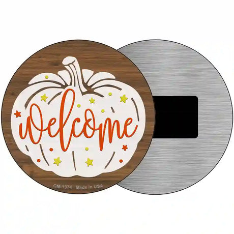 Pumpkin Welcome Novelty Metal Circle Sign 3.5" (CM)