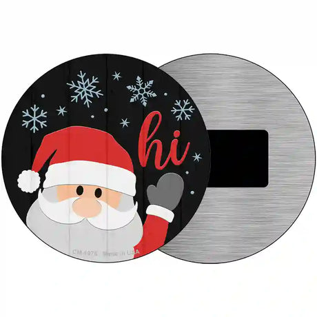 Santa Says Hi Novelty Metal Circle Sign 3.5" (CM)