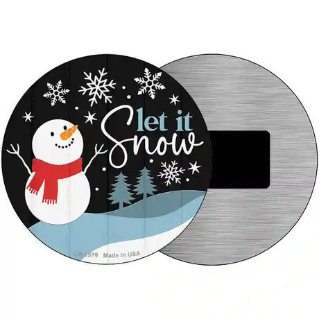 Snowman Let It Snow Novelty Metal Circle Sign 3.5" (CM)