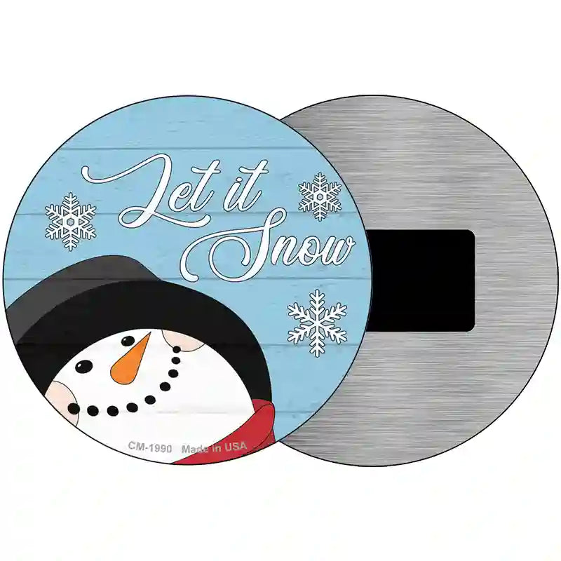 Let It Snow Blue Novelty Metal Circle Sign 3.5" (CM)