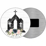 Church Silhouette Novelty Metal Circle Sign 3.5" (CM)