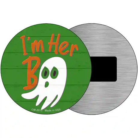 Im Her Boo Green Novelty Metal Circle Sign 3.5" (CM)