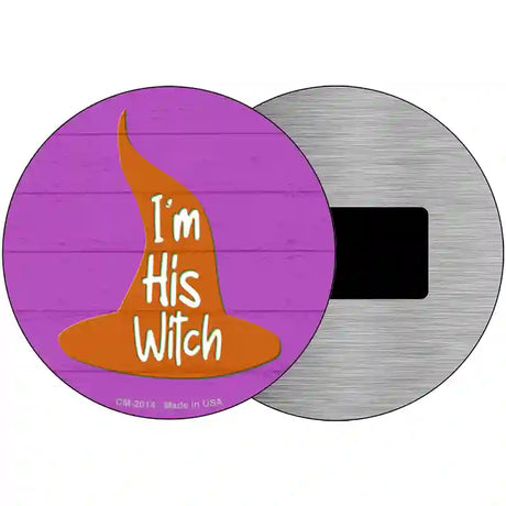 Im His Witch Pink Novelty Metal Circle Sign 3.5" (CM)