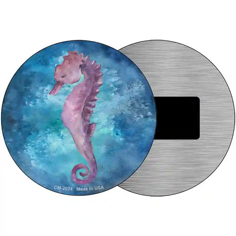 Seahorse Blue Novelty Metal Circle Sign 3.5" (CM)