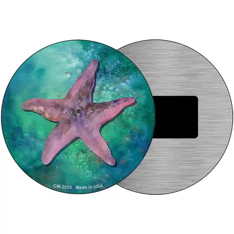 Starfish Aqua Novelty Metal Circle Sign 3.5" (CM)