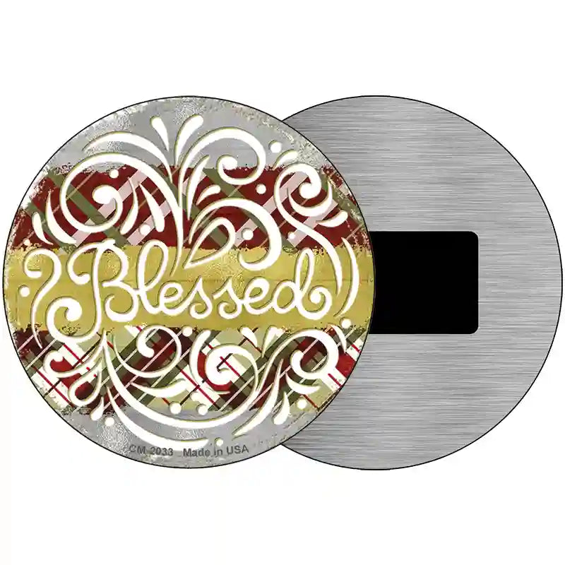 Blessed Christmas Novelty Metal Circle Sign 3.5" (CM)