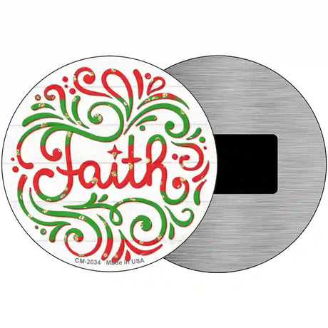 Faith Christmas Novelty Metal Circle Sign 3.5" (CM)