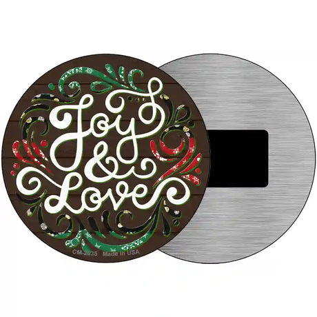 Joy and Love Christmas Novelty Metal Circle Sign 3.5" (CM)