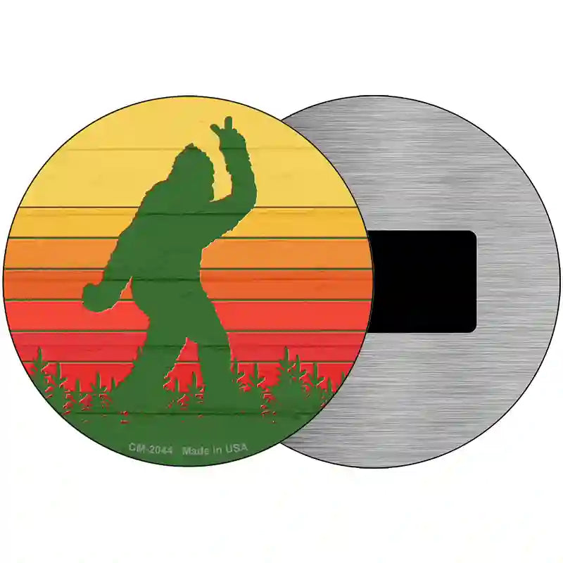 Bigfoot Peace Novelty Metal Circle Sign 3.5" (CM)